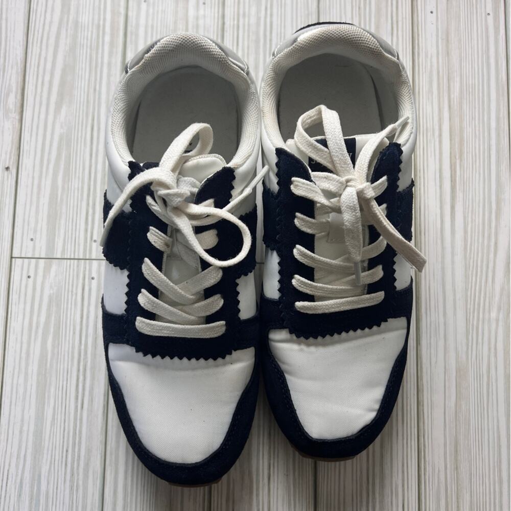 J.Crew Women's Slip On Lace Up  Logo Sneakers Sz 8